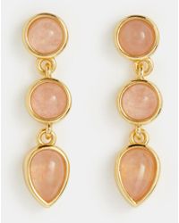 Accessorize - 14Ct-Plated Triple Stone Drop Earrings - Lyst