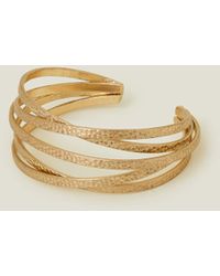 Accessorize - Women's Gold Matte Woven Cuff Bracelet - Lyst