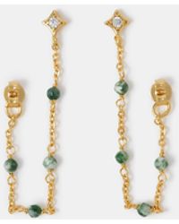 Accessorize - 14Ct-Plated Aventurine Chain Drop Earrings - Lyst