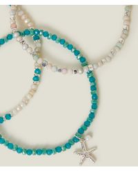 Accessorize - 3-Pack Mix Bead Stretch Anklets - Lyst