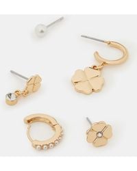 Accessorize - 5-Pack Clover Pearl Stud & Hoop Earrings - Lyst