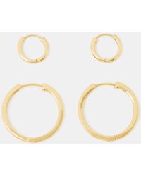 Accessorize - 2-Pack 14Ct-Plated Hoop Earrings - Lyst