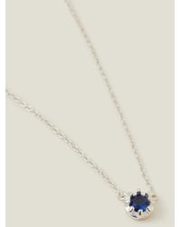 Accessorize - Women's Navy Blue Sterling Silver Stone Pendant Necklace - Lyst
