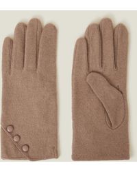 Accessorize - Natural Knitted Wool Touchscreen Button Gloves - Lyst