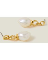 Accessorize - Women's 14ct Gold-plated Pearl Drop Earrings - Lyst