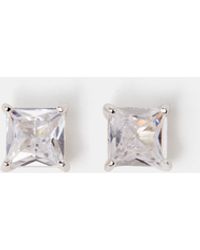 Accessorize - Sterling Princess Cut Stud Earrings - Lyst