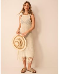 Accessorize - Sleeveless Fringe Crochet Knit Dress - Lyst