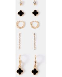 Accessorize - 5-Pack Clover Stud & Hoop Earrings - Lyst