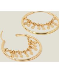 Accessorize - Women's Gold Chain Tassel Hoop Earrings - Lyst
