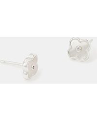 Accessorize - Sterling Mother Of Pearl Clover Stud Earrings - Lyst