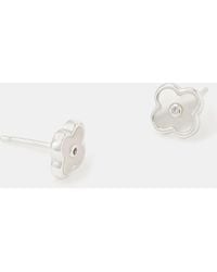 Accessorize - Sterling Mother Of Pearl Clover Stud Earrings - Lyst