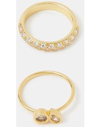 Accessorize - 2-Pack 14Ct-Plated Mix Diamanté Rings - Lyst