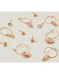 Accessorize - Women's Gold 6-pack Pretty Stud And Hoops Set - Lyst