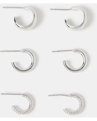 Accessorize - 3-Pack Sterling-Plated Mini Hoop Earrings - Lyst