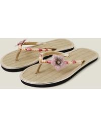 Accessorize - Flower Beaded Seagrass Flip Flops - Lyst