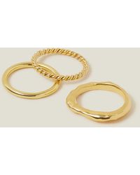 Accessorize - Women's 3-pack 14ct Gold-plated Mixed Rings Gold - Lyst