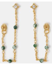 Accessorize - 14Ct-Plated Aventurine Chain Drop Earrings - Lyst