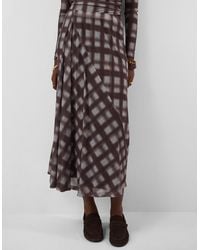 Accessorize - Check Print Mesh Midi Skirt - Lyst
