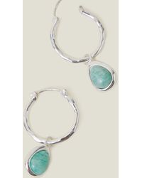 Accessorize - Women's Sterling Silver Plated And Green Turquoise Drop Earrings - Lyst