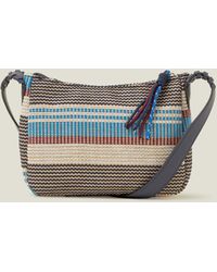 Accessorize - Women's Brown And Blue Cotton Stripe Woven Cross-body Bag - Lyst