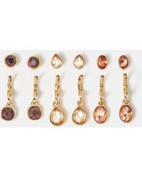 Accessorize - 6-Pack Mix Gemstone Stud & Charm Hoop Earrings - Lyst