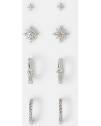 Accessorize - 4-Pack Sterling-Plated Celestial Stud & Hoop Earrings - Lyst
