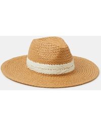 Accessorize - Chevron Braided Straw Fedora Hat, & Cream - Lyst