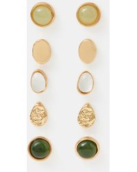 Accessorize - 5-Pack Resin Stone Stud Earrings - Lyst