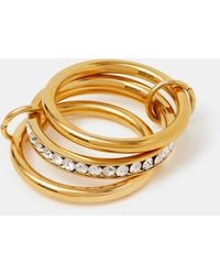 Accessorize - Stainless Steel Linked Stacking Trio Ring - Lyst