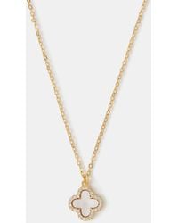 Accessorize - 14Ct-Plated Mother Of Pearl Clover Pendant Necklace - Lyst