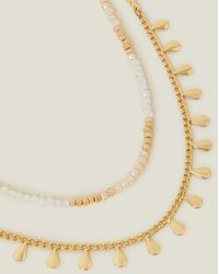 Accessorize - Women's Gold Facet Bead Layered Necklace - Lyst