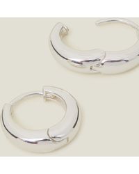 Accessorize - Women's Sterling Silver-plated Chunky Huggie Hoops - Lyst
