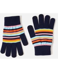 Accessorize Stripe Stretch Touchscreen Gloves - Blue