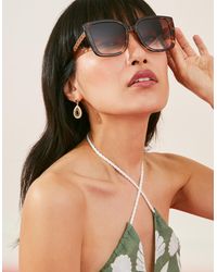 Accessorize - Women's Chain Detail Oversized Square Sunglasses Brown - Lyst