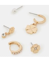 Accessorize - 5-Pack Clover Pearl Stud & Hoop Earrings - Lyst