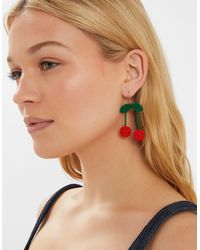 Accessorize - Cherry Beaded Drop Earrings - Lyst