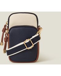 Accessorize - Cream Leather Webbing Strap Zip Phone Bag - Lyst