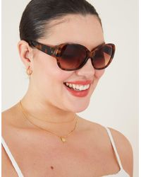 Accessorize - Wide Arm Tortoiseshell Square Sunglasses - Lyst