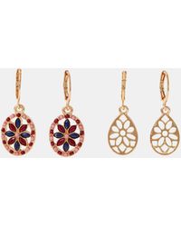 Accessorize - 2-Pack Flower Teardrop Hoop Earrings - Lyst