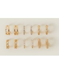 Accessorize - 6-Pack Textured Hoops - Lyst