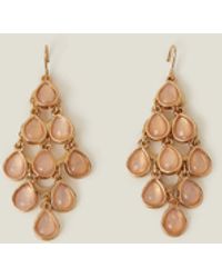 Accessorize - Women's Gold Stone Tassel Long Drop Earrings - Lyst