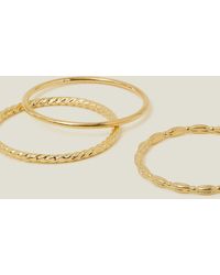 Accessorize - Women's 3-pack 14ct Gold-plated Delicate Rings Gold - Lyst