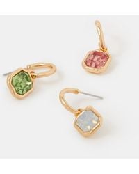 Accessorize - 3-Pack Gem Drop Hoop Earrings - Lyst