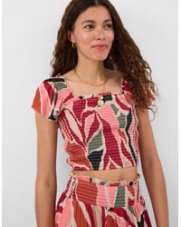 Accessorize - Abstract Print Smocked Crop Top - Lyst