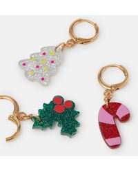 Accessorize - 3-Pack Resin Christmas Hoop Earrings - Lyst