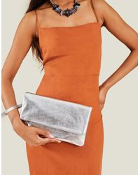 Accessorize - Leather Metallic Fold Over Clutch - Lyst