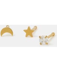 Accessorize - 3-Pack 14Ct-Plated Surgical Steel Celestial Nose Studs - Lyst