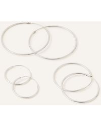 Accessorize - Women's Silver Sterling Hoop Earring Set - Lyst