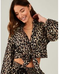 Accessorize - Women's Leopard Print Tie Front Shirt Brown - Lyst