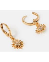 Accessorize - 14Ct-Plated Sun Hoop Drop Earrings - Lyst
